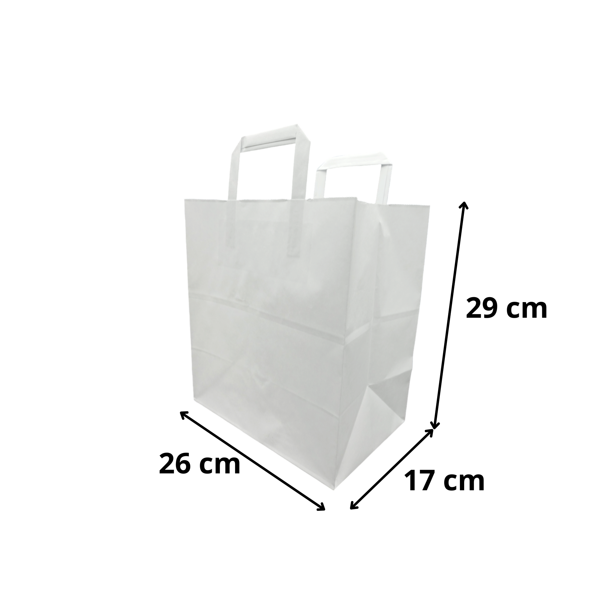 Sac kraft blanc 26+17x29 cm avec poignées plates